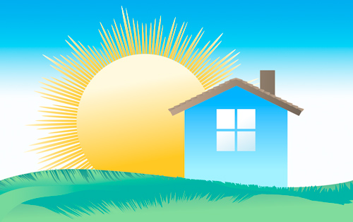 Illustration of house + sun
